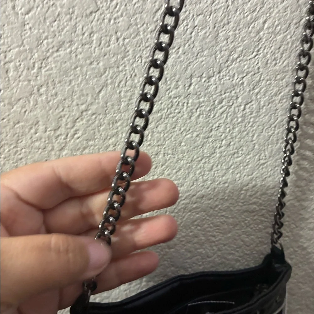 Franky & Minx Black and Red Gothic Crossbody Chain Strap Women's Bag